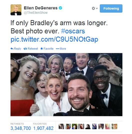 2014 Oscars Selfie that broke Twitter