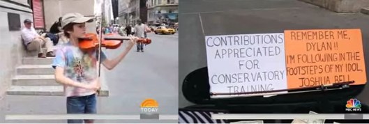 11 year-old Dylan Hamme playing his violin on 5th Ave NYC