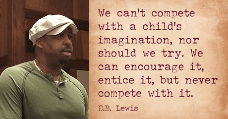 E.B. Lewis, profile picture and quote